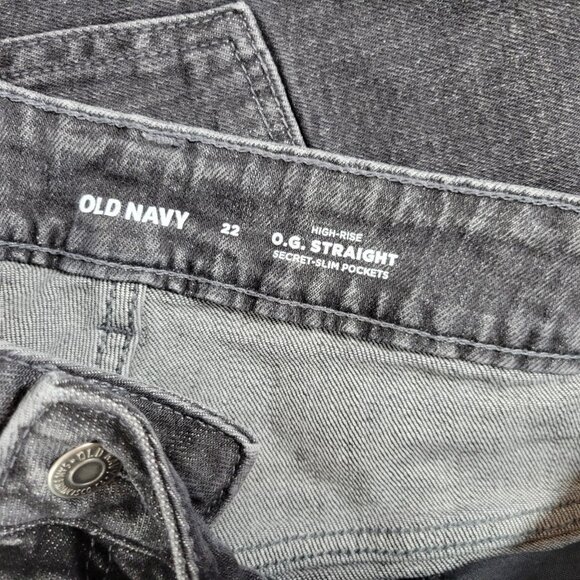 Old Navy Womens Jeans 22W Plus OG Straight Leg Black Denim High Rise SL26E - Picture 7 of 9